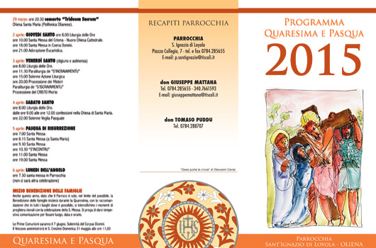 Programma Quaresima e Pasqua 2015 Oliena